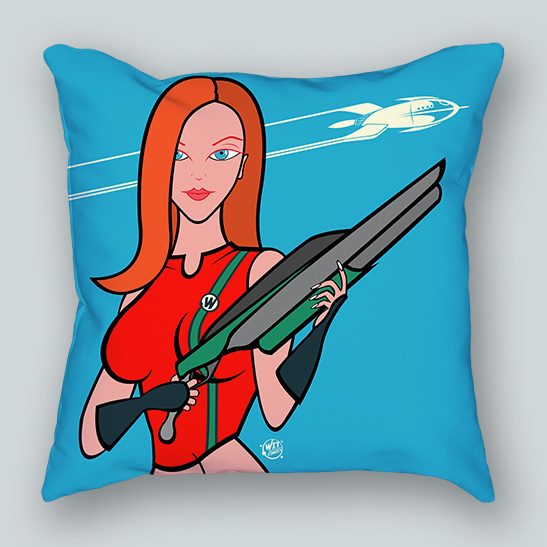I Love Sci-Fi Blue Pillow