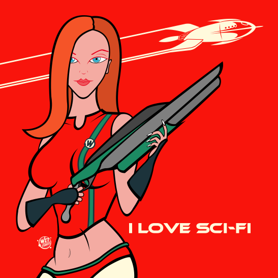 I Love Sci-Fi Red Pillow