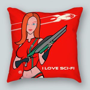 I Love Sci-Fi Red Pillow
