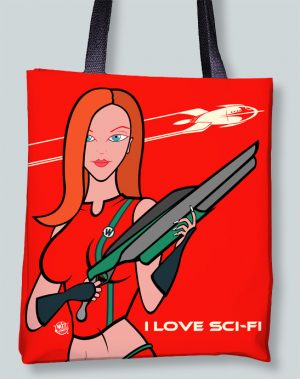 I Love Sci-Fi Red Tote Bag